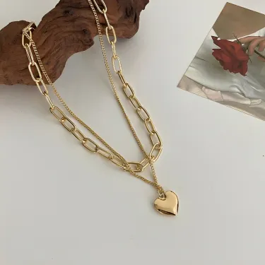 Double Layered Golden Heart Chain
